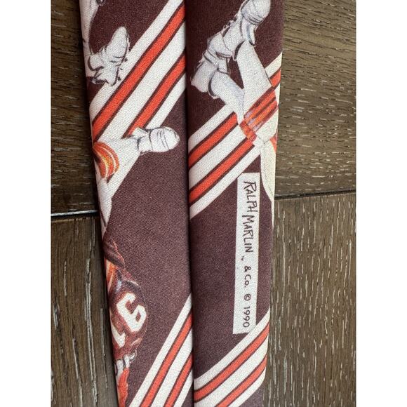 Vintage Ralph Marlin Tie Cleveland Browns 1990 Orange Brown Team Stripes - Picture 7 of 9